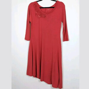 Garnet Hill Embellished Asymmetric Midi Dress Knit